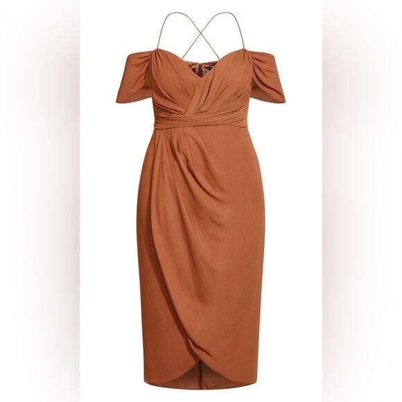 NWT $179 CITY CHIC 18 Entwine Maxi Dress - toffee - Picture 2 of 7